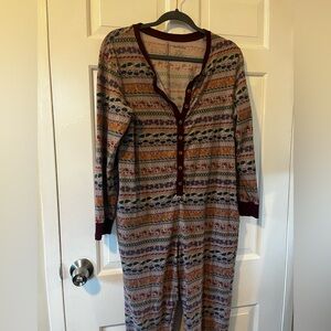 TomboyX Fair Isle look union suit / onesie / button up pajama